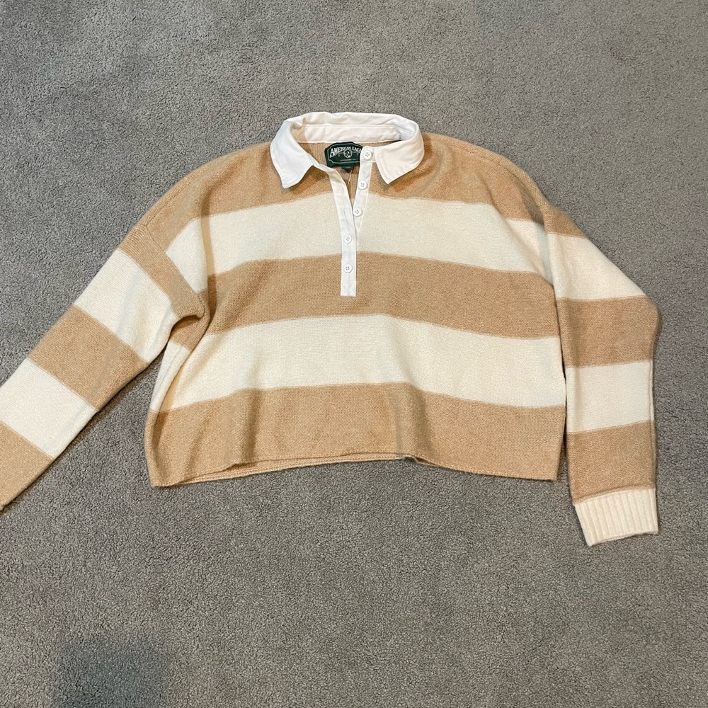 American Eagle Striped Collared Sweater